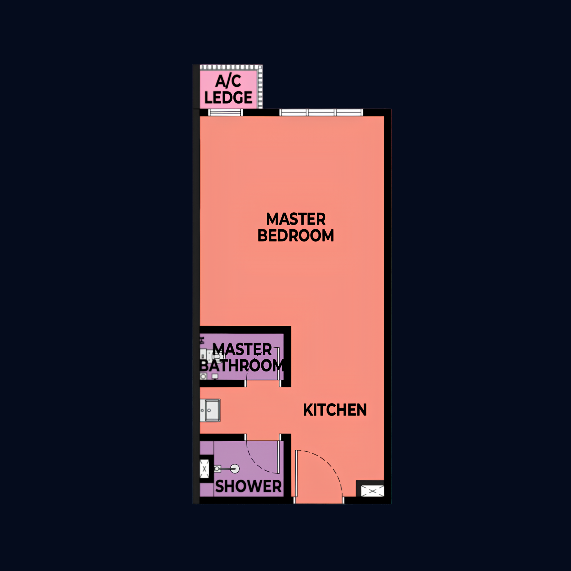 Type A 366 sqft floor plan
